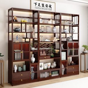 摆件展示柜博古架多宝阁新中式置物架客厅隔断书架茶叶收纳架茶柜
