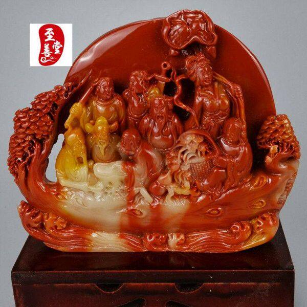 仿玉石仿古福建寿山石雕芙蓉石小八仙过海摆件奇石观赏石石料