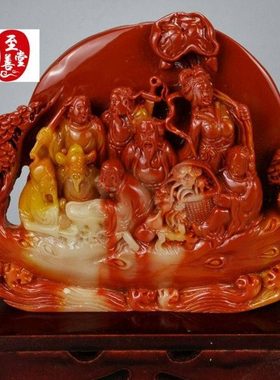 仿玉石仿古福建寿山石雕芙蓉石小八仙过海摆件奇石观赏石石料