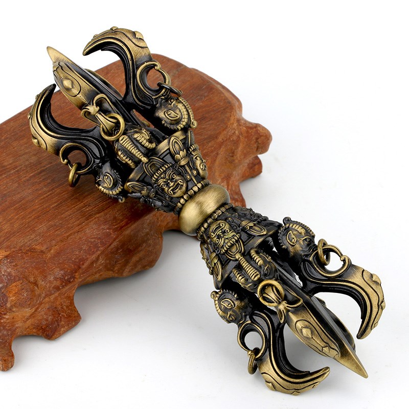 铭俊黄铜五股金刚杵手把件男女精品帕拉杵M王摆件收藏定制送礼品