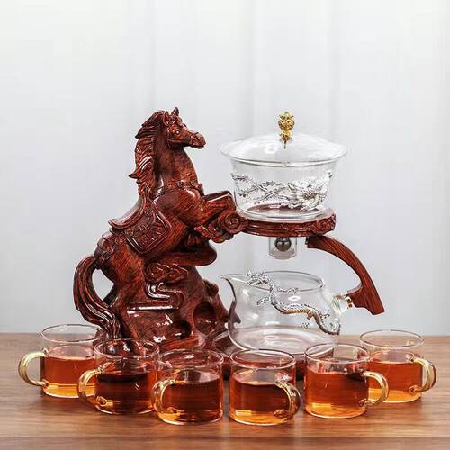 马到成功懒人泡茶器 套装家用全自动茶具吸热玻璃器耐冲茶磁新款