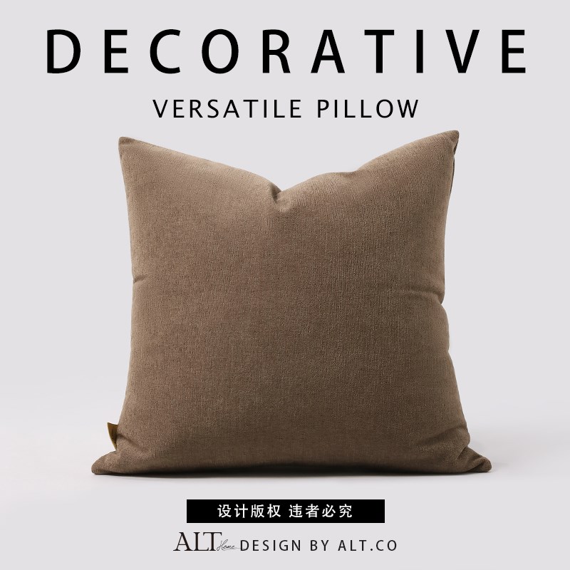 高端沙发抱枕套不含芯客厅轻奢高级D感墨蓝色床上靠垫靠背方形靠