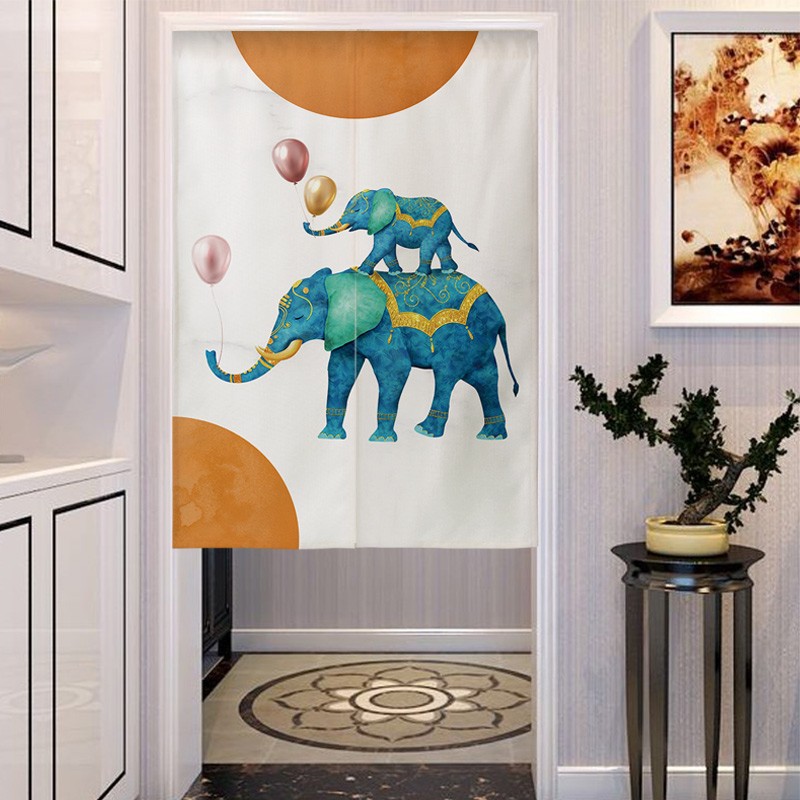 轻奢布艺门帘卧室家用隔断帘厨房布帘厕所遮挡帘V免打孔帘子定制