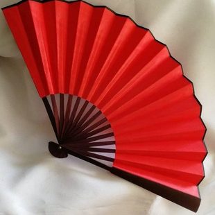 10寸空白折扇中国风舞蹈扇舞青花瓷扇子黑色红色黄色绢扇