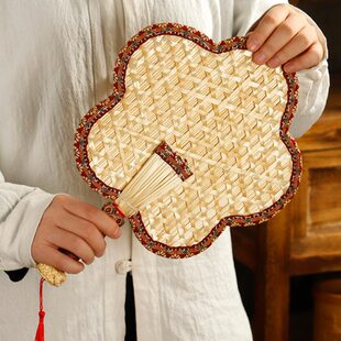 老式 手工编织手摇便携儿童小宝宝草编芭蕉扇团扇 大蒲扇麦秸扇夏季