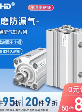 SDA薄型气缸小型方形缸32/40/50x5/10/15/20/25/30/35/40/50/90