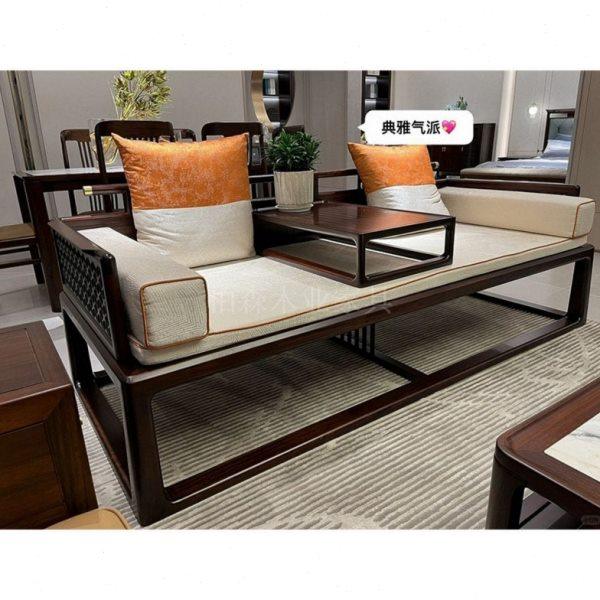 罗汉床新中式实木沙发胡桃木两用推拉乌金木禅意组合白蜡木家具DF,住宅家具,罗汉床,淘宝优惠券,粉丝福利购,淘宝优惠卷