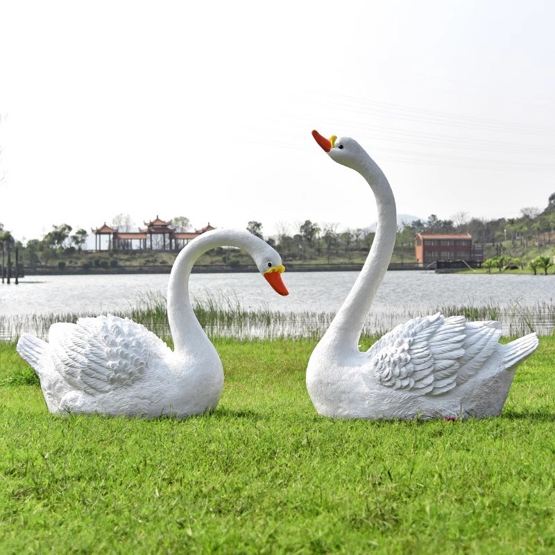 户外园林景观天鹅雕塑p玻璃钢公园林水池景区小品拍照装饰动物摆
