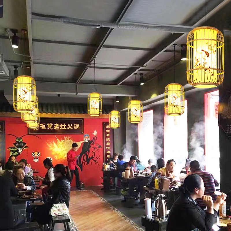 中式竹艺灯笼吊灯l茶室竹编灯创意日式餐厅民宿饭店火锅店灯具