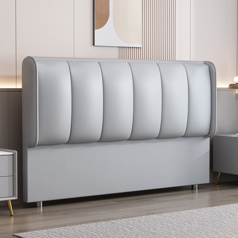 床头软包小户型现代简约实木双人家用靠背板科技布单买.落地可定