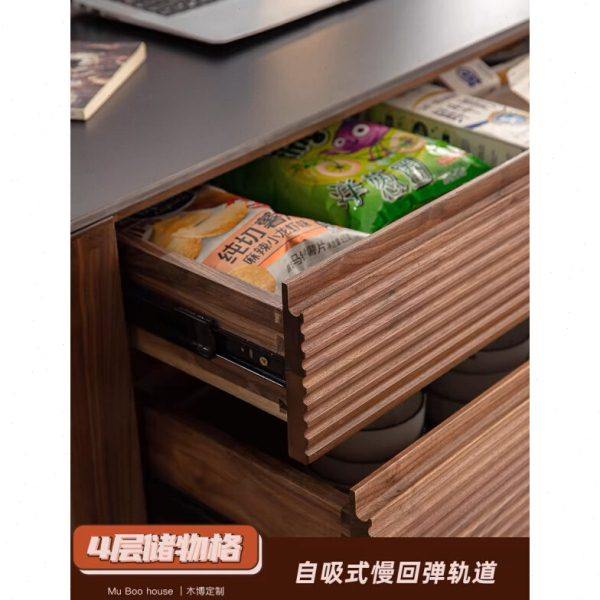 A12悬浮岛台餐桌一体可伸缩黑胡桃实木岩板中岛台独厨房餐厅储,住宅家具,岛台,淘宝优惠券,粉丝福利购,淘宝优惠卷