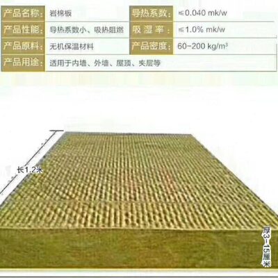 岩棉保温板50mm-100mm厚玄武岩保温板外墙隔音隔热防火保温岩棉板