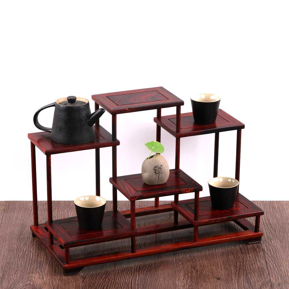红酸枝小博古架中式多宝阁紫砂壶茶具架盆景摆件榫卯结构实木架子