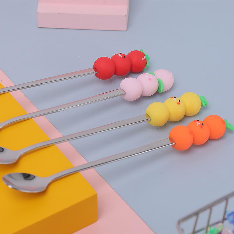 不锈钢家用调羹勺糖葫芦可爱熊勺子甜品小朋友家用餐具勺整盒