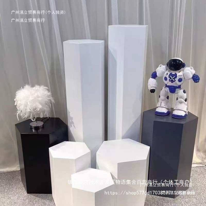 六边形木质烤漆展示台圆柱方形组合异形柜展示台服饰花店展示台
