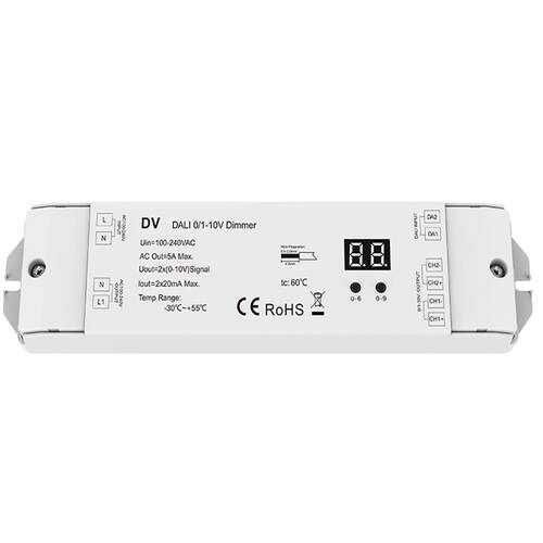 2地址2通道0/1-10V输出DALI 0/1-10V调光器 AC100-240V2CH*5A DV
