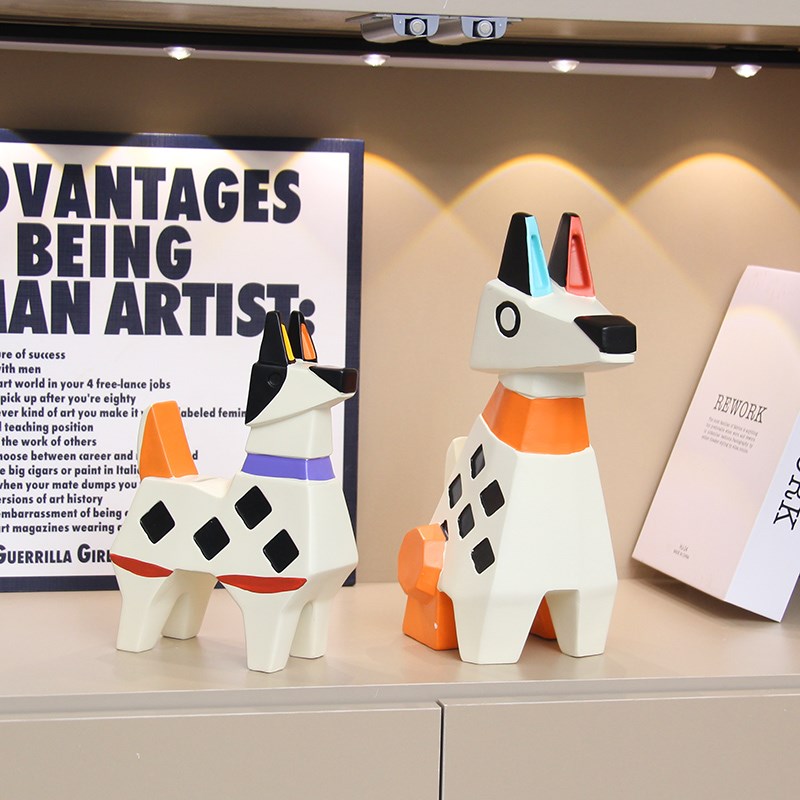 奶油风多巴胺几何小狗存钱罐摆件玄关客厅酒O柜只进不出储蓄罐装