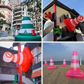 路锥路障桩安全警示气模沙滩街区潮流快闪店美陈装 饰宣传打卡