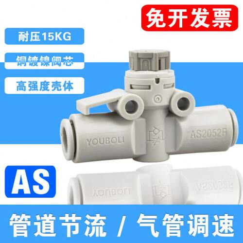 推锁型管道节流阀AS1002F-04A 06A直通调速接头AS2052F-08A调节阀