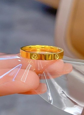 洗手/不a掉色新中式素圈钻纹情侣戒指男女钛钢食指环时尚气质简约