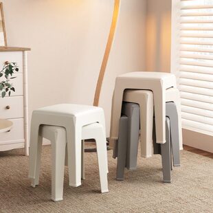 小凳子家用塑料矮凳子加厚软包方凳可叠放客厅茶几小板凳儿童椅子