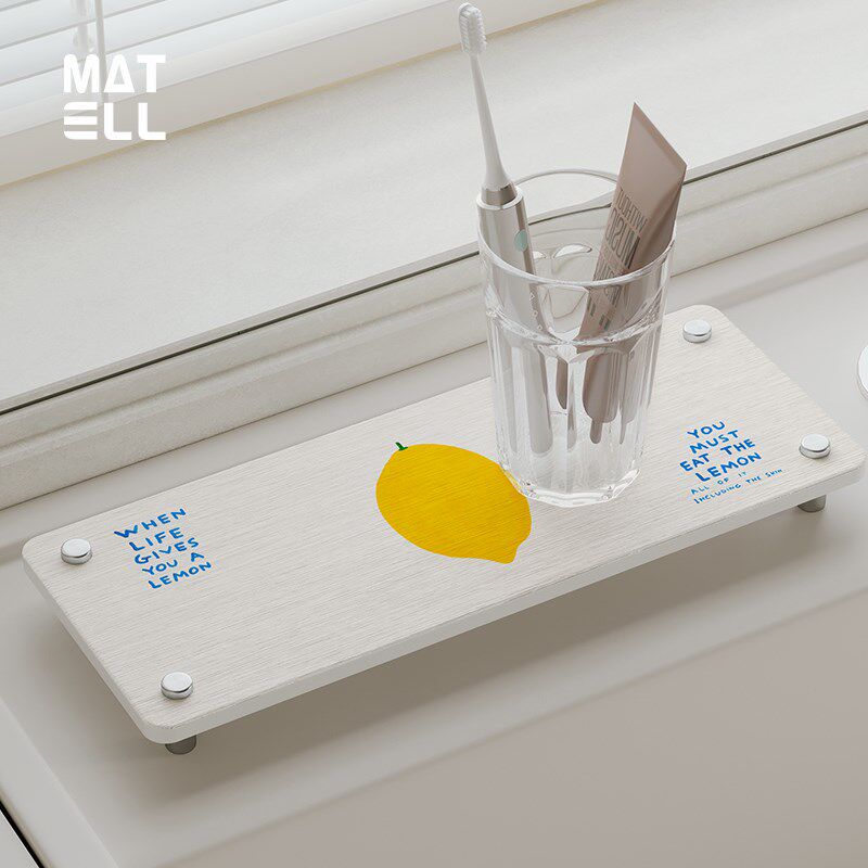 MATELL 牙刷杯垫沥水垫洗手台C洗漱垫硬硅藻泥吸水垫台面托盘窄垫