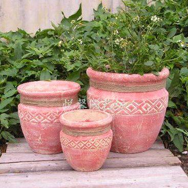 欧式风格粗陶花器 陶罐做旧系列 乡村风格陶艺花坛 家居摆设品