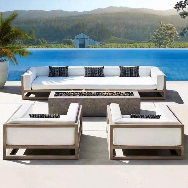 户外柚木沙发新中式高档酒店别墅大庭院家具室外露台休闲实木沙发,住宅家具,户外沙发,淘宝优惠券,粉丝福利购,淘宝优惠卷