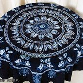 云南手工扎染茶几桌布民族风壁挂餐厅蓝染背景墙装 饰布蜡染圆桌布