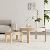 IFJE 原木奶油风茶几现代简约客厅轻奢极简烤漆大小圆组合侘寂风