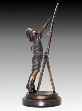 铜雕人物摆件小画家 艺术品乔迁生日礼品饰品 样板房宾馆会所摆设