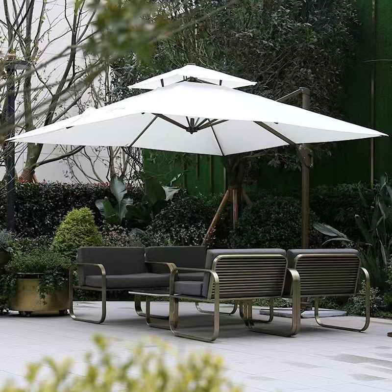 户外不锈钢沙发庭院露台室外阳台椅子别墅民宿家具售楼部组合沙发