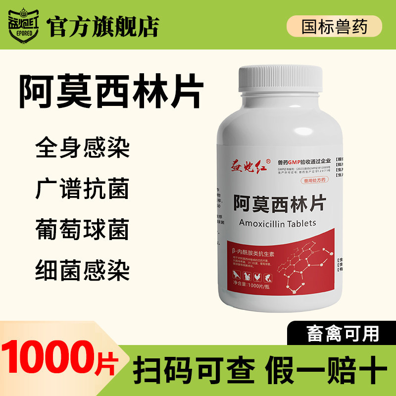 益炮红阿莫西林片兽用广谱抗菌图片