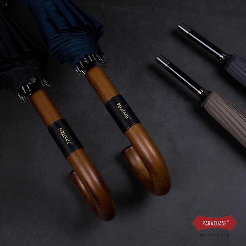 长柄伞16d骨复古防风暴雨超大双人结实加大镶皮直杆男女士自动雨