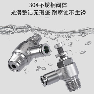 UM5 304不锈钢节流阀快速接头调速调节气压阀SL4