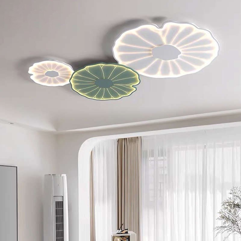 现代简约荷花创意造型客厅大气吸顶灯原木风卧M室2025年新款吸顶