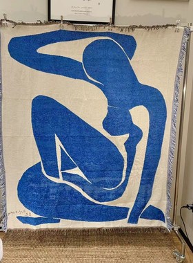 马蒂斯系列dblue nude 现代简约抽象艺术装饰毯卧室挂毯壁毯沙发