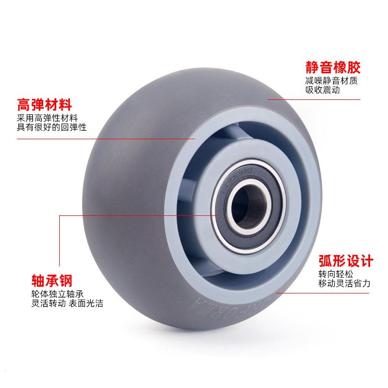 脚轮橡胶静音轮4寸5寸6寸8寸重型单I轮万向轮平板车航空箱包轮子