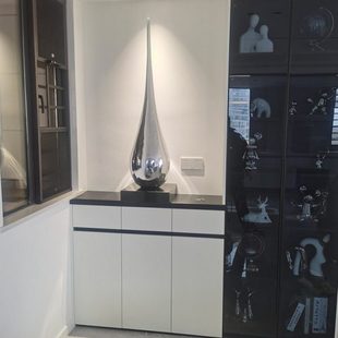 客厅玄关电视柜沙发旁边大型落地装 饰轻奢摆件大堂样板间水滴雕塑