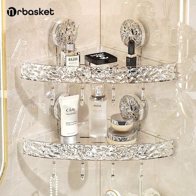 浴室吸盘置物架免打孔三角架卫生间厕所洗手间壁挂洗漱台收纳架子