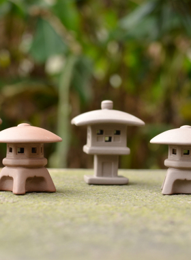 微景观盆景摆件中式禅意青石灯塔古典庭院灯笼多肉植物盆栽装饰品