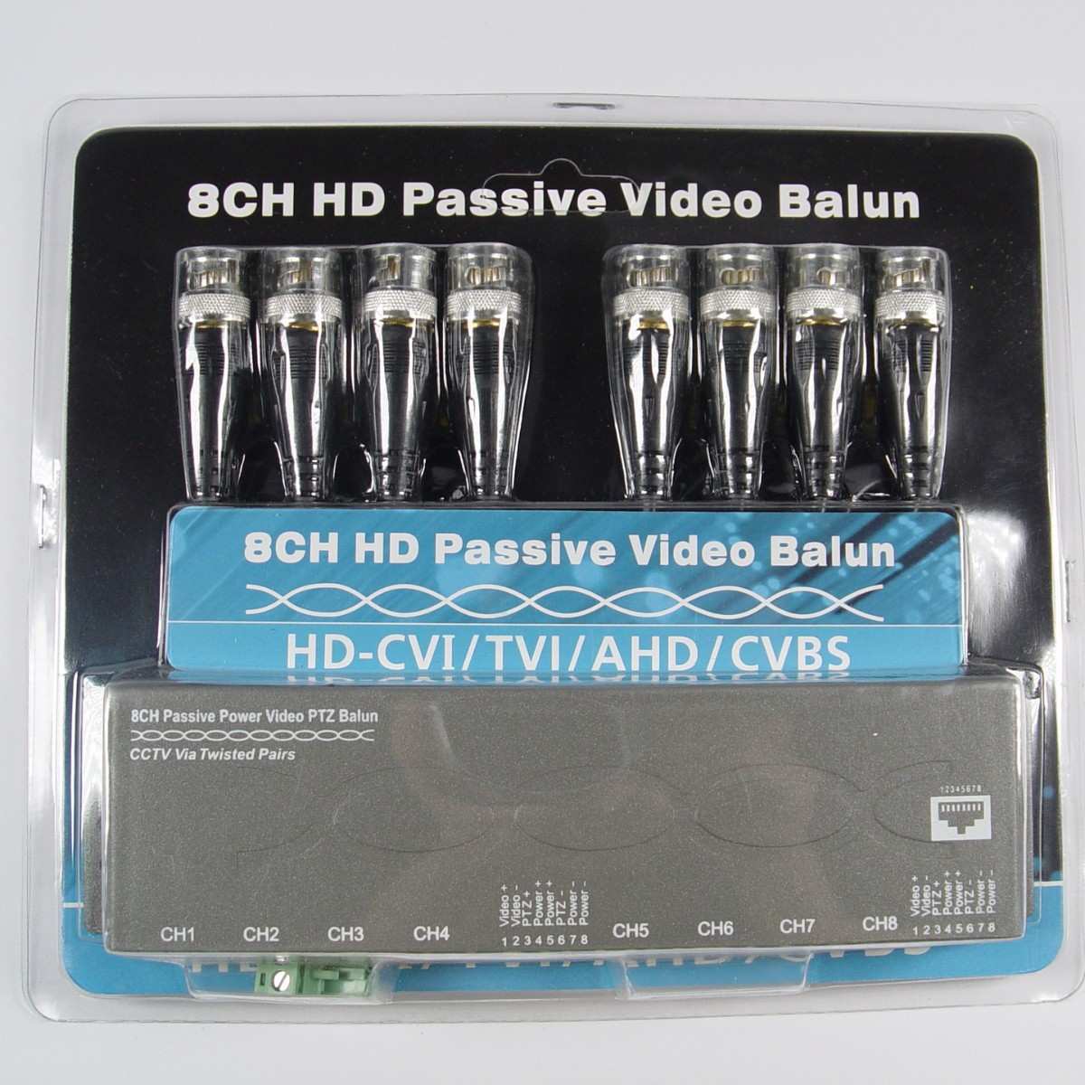 8路无源双绞线传输器带线 8CH UTP BALUN AHD/TVI/CVI/CVBS 视频