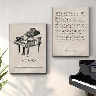 肖邦的琴谱手稿装饰画怀旧文艺书房卧室挂画钢琴房音乐教室墙壁画