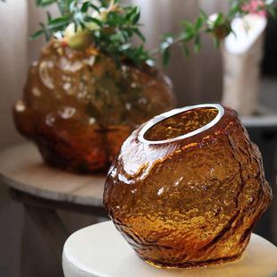 北欧不规则玻璃花瓶 餐桌水养鲜花透明花器家居装饰摆件