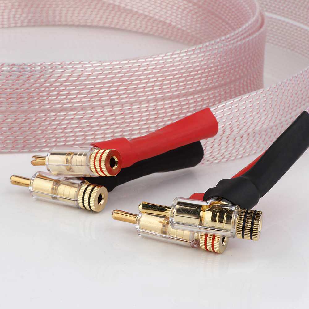 Preffair hifi 音箱线pocc镀银铜导体镀金香蕉插头音频视频喇叭线