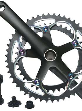 公路车牙盘曲柄中空一体电镀炫彩色 130BCD 39-50T 152/165/170mm