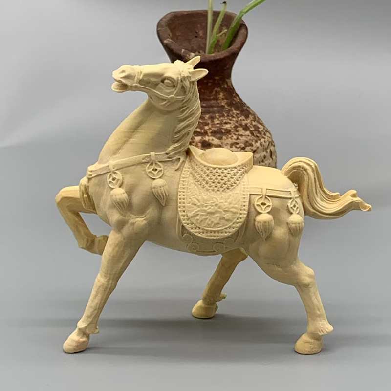 大叶黄杨木雕刻马上有钱款摆件摆饰规格90×90×30木质文玩装饰品