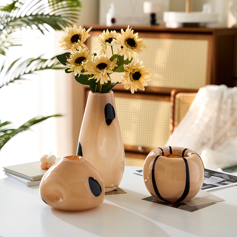 中古法式创意简约琉璃花瓶u客厅玻璃水养鲜花插花瓶高级感装饰摆