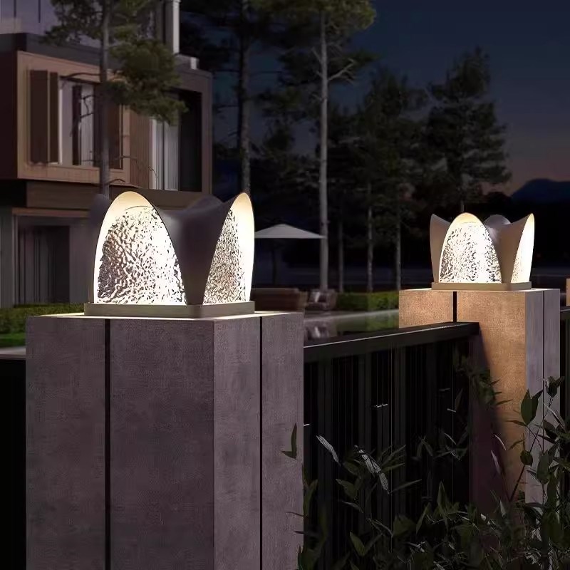 户外庭院柱头灯别墅围墙大门太y阳能防水灯2024年新款歌剧院草坪