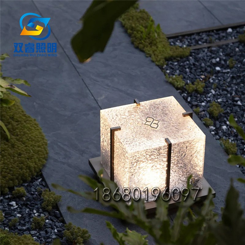 新中式矮柱灯售楼部仿云石景观台阶灯扁状特O色柱头灯院子围墙灯